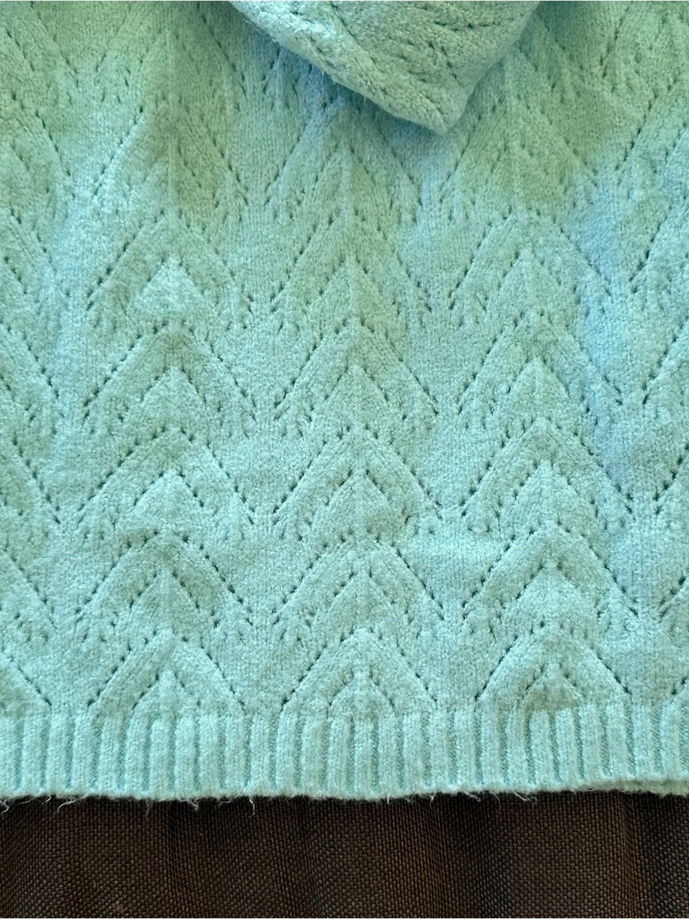 Talbots Blue Green Pointelle Knit Sweater Medium Soft Cozy Classic Size M - Picture 4 of 8